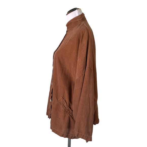 Bryn Walker Danuta Jacket Size Large 100% Tencel Lagenlook Mandarín Collar READ - Picture 2 of 13